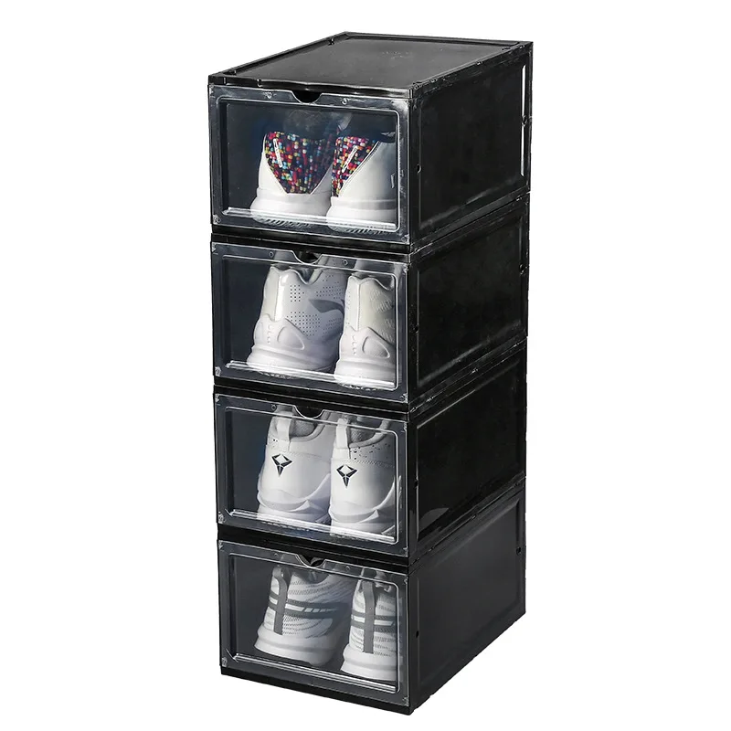 

Transparent Plastic Storage Shoe Box Removable Folding Flip Shoe Box Thickened Storage Artifact Dustproof Shoe Box Wholesale