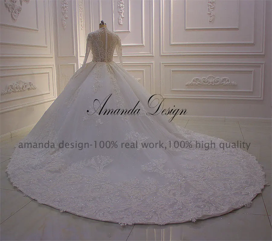Аманда дизайн robe de mariee princesse роскошная кружевная Апликация с длинными рукавами