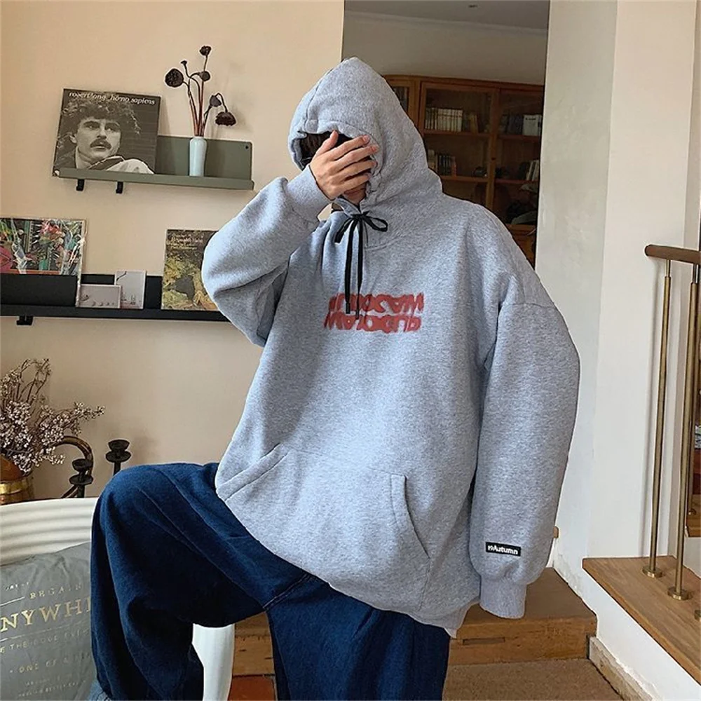 

Autumn Cool Printing Ins Hip Hop Dark Loose Casual Black Loose Simple Letter Printing Hoodies Loose Oversized Sweatshirt Tops