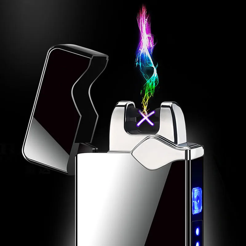 Электрическая зажигалка с подключением к USB ветрозащитная плазменная двойная дуговая электронные зажигалки новинка сенсорная пожарная Зажигалка гаджеты для мужчин