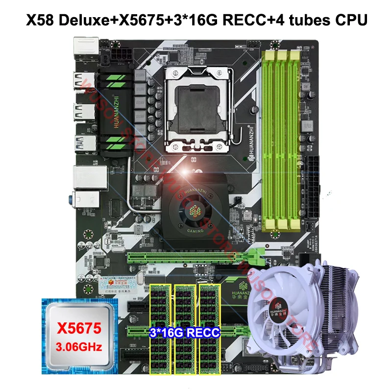 Комбинированная материнская плата HUANANZHI Deluxe X58 ЦП Xeon E5 X5675/X5670/X5650/X5680/X5690 4 тепловые