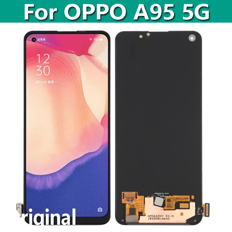 Original AMOLED LCD Display Touch Screen Digitizer Assembly 6.43" For OPPO A95 5G PELM00 Replacement Parts
