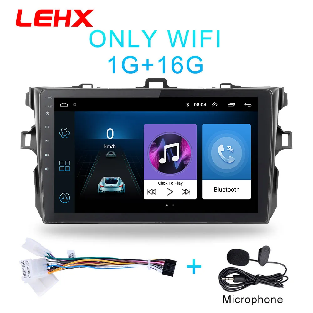 LE901-1-MIC LEHX автомобиль радио Android 8,1 мультимедийный плеер для Защитные чехлы для сидений, сшитые специально для Toyota Corolla E140/150 2006 2007-2009 2010 2011 2012 2013 WI-FI gps навигации - Цвет: LE901-1-MIC
