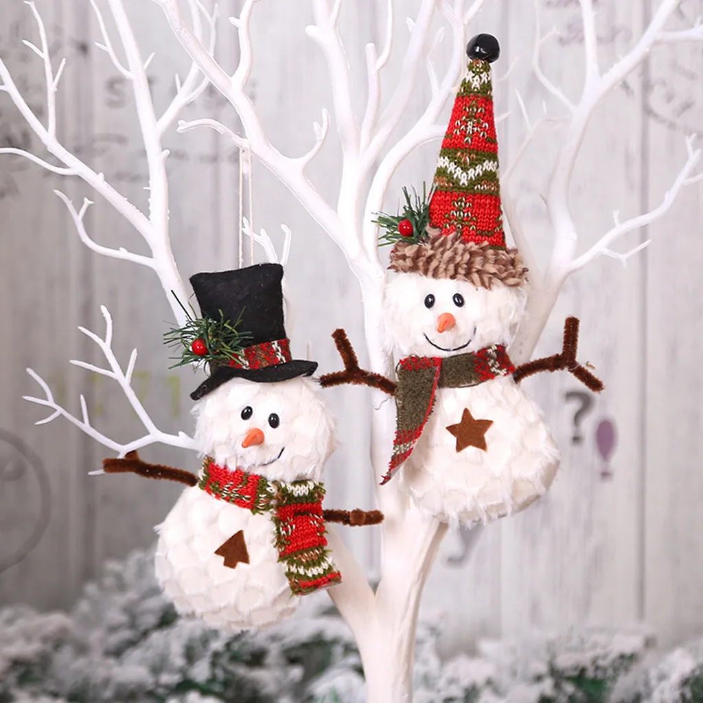 Новогодние украшения с дедом морозом снеговиком кукольным орнаментом оконный