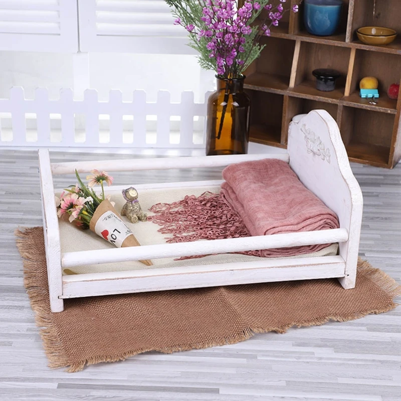 

Newborn Posing Detachable Mini Retro Bed Baby Photo Shooting Props Wooden Crib Infant Photograph Accessories