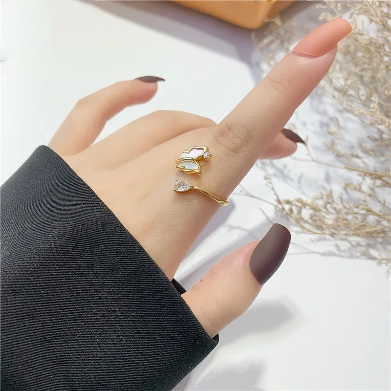 

Fashion Bling Zircon Cute Butterflys Flower Open Rings for Women Gift Jewelry Adjustable Girls Party Finger Ring Bague Anillos