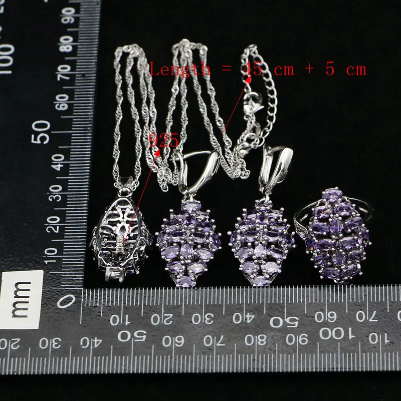 Комплект из колье серёг и кольца серебра 925 пробы с фианитами|Ювелирные наборы| |