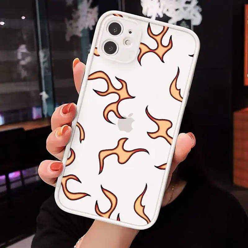 

Blue Flame Fire pattern Phone Cases matte transparent For iphone 7 8 11 12 plus mini x xs xr pro max cover