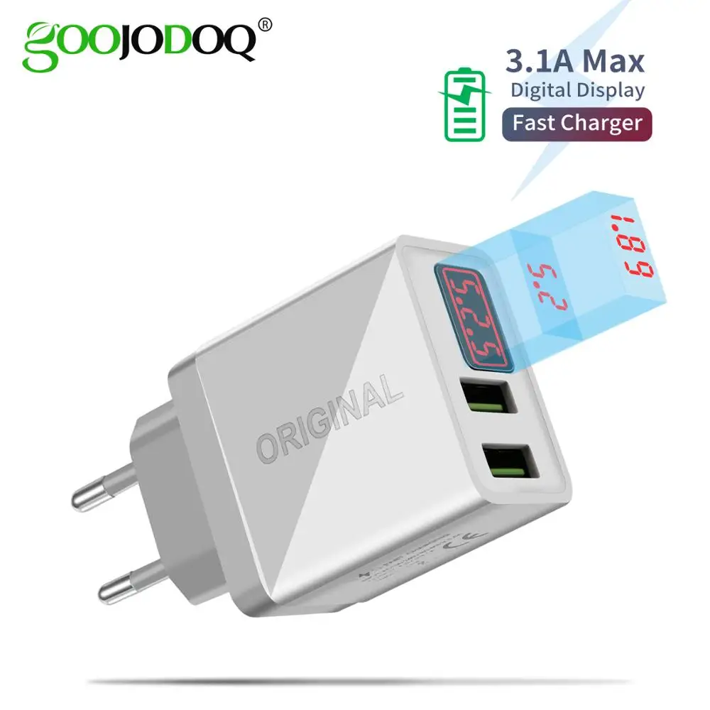 Зарядное устройство GOOJODOQ USB с ЖК дисплеем 5 В 3 1 А|Зарядные устройства для