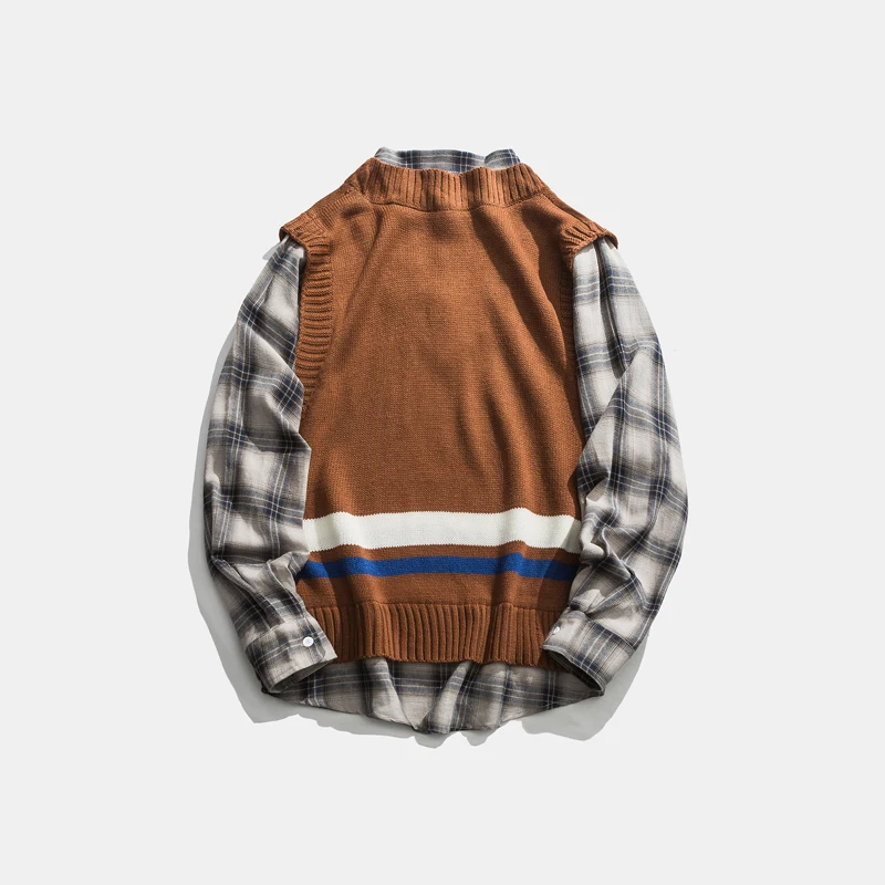 Мужские лоскутные рубашки ретро клетчатый узор хлопок большой размер хип-хоп