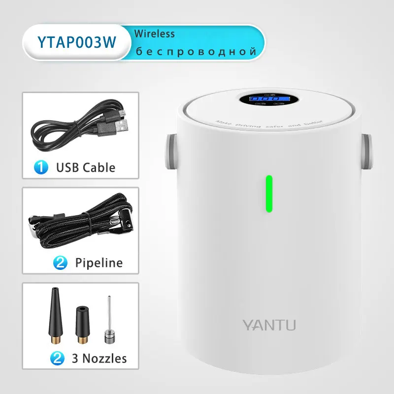 Wireless white 12 В 150 фунтов/кв. дюйм цифровой автомобильный воздушный компрессор, портативный мини автомобильный насос для накачивания шин, воздушный насос, Перезаряжаемый для автомобиля, аварийный шар для мотоцикла - Название цвета: Wireless white