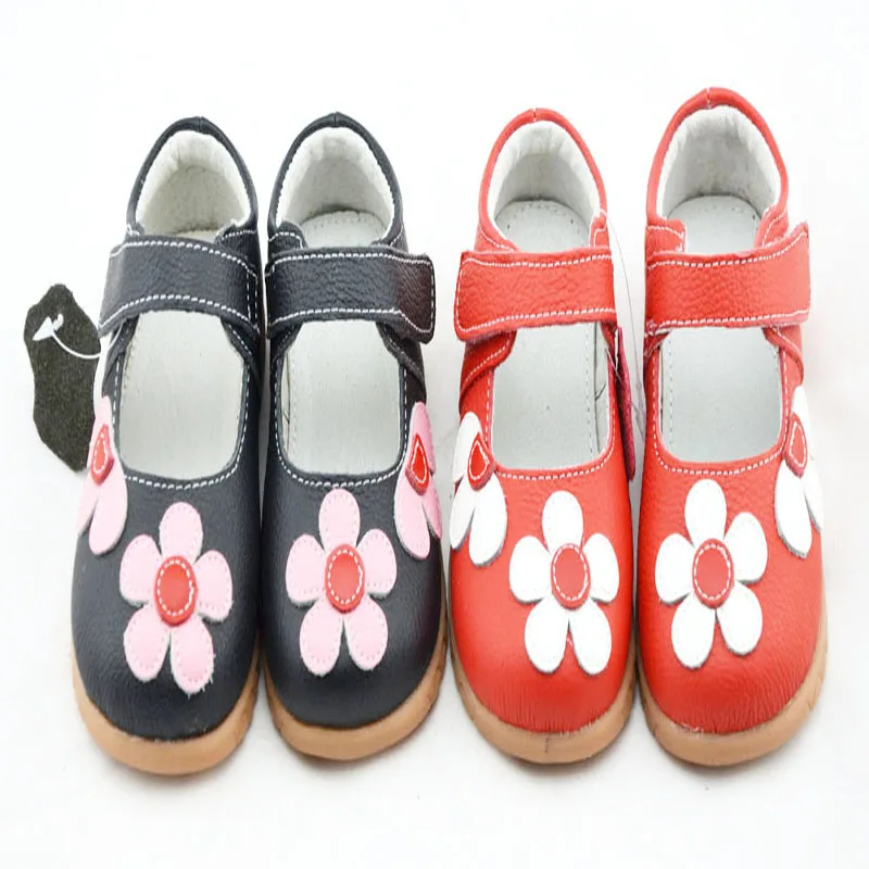 Обувь для девочек из натуральной кожи черные туфли мэри джейн с цветами белая