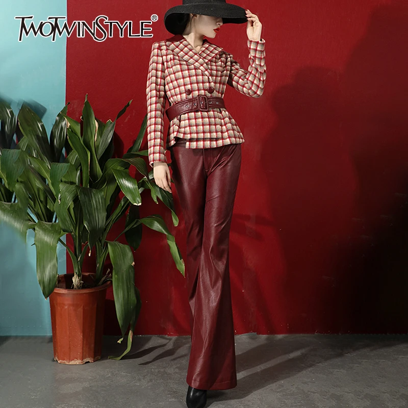 Женский комплект из двух предметов TWOTWINSTYLE клетчатый пиджак с отложным