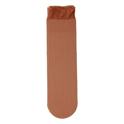 orange pink Новые кружевные гофрированные однотонные женские носки Модные Осенние эластичные цветные носки в Вертикальную Полоску удобные ворсовые Носки - Цвет: orange pink
