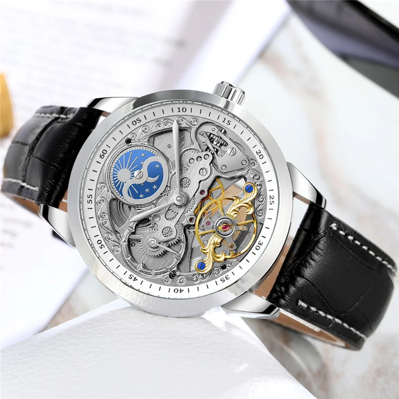 FORSINING Tourbillon автоматические механические мужские наручные часы военные
