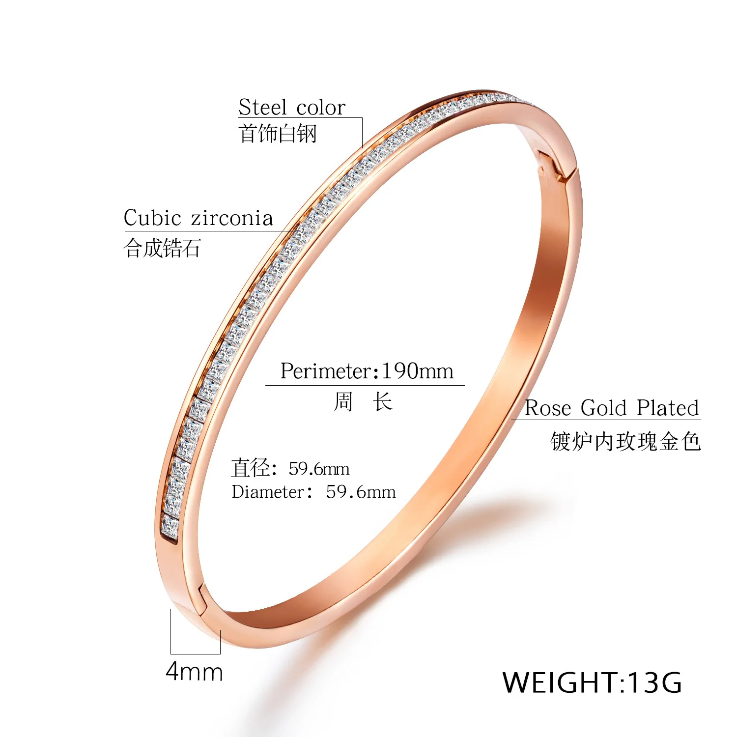 

CA-31 Korean version of the new fashion diamond rose gold bracelet classic titanium steel fashion ladies bracelet