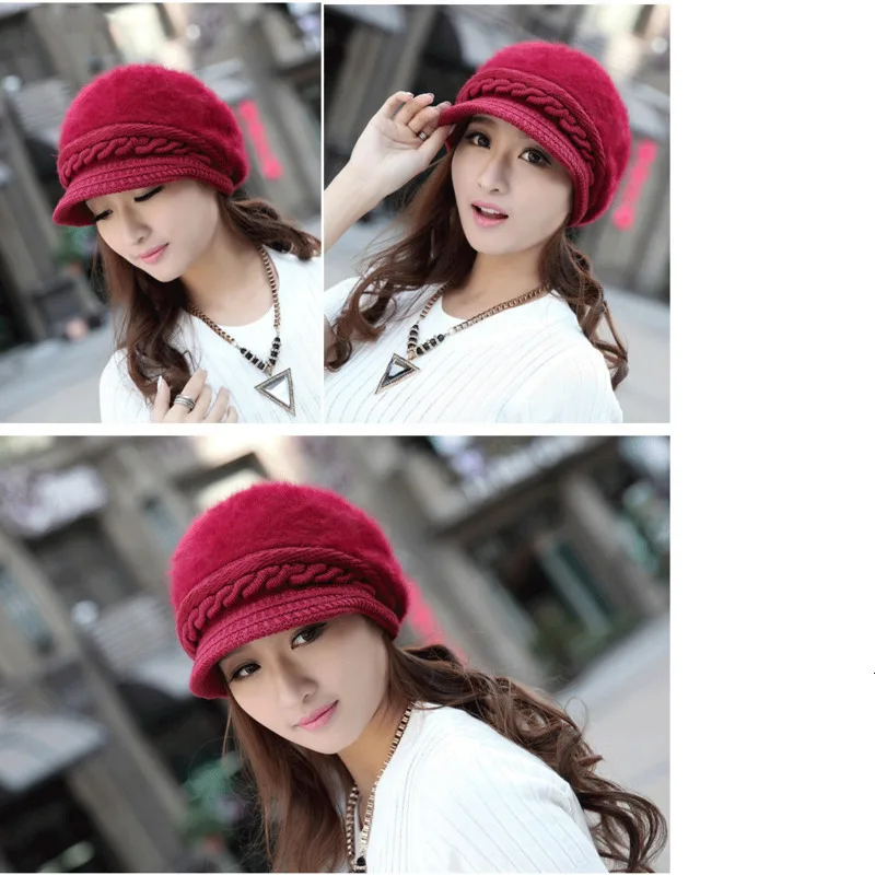 Кролика шерстяной берет с толстым плюшем мужская шляпа на открытом воздухе сезон