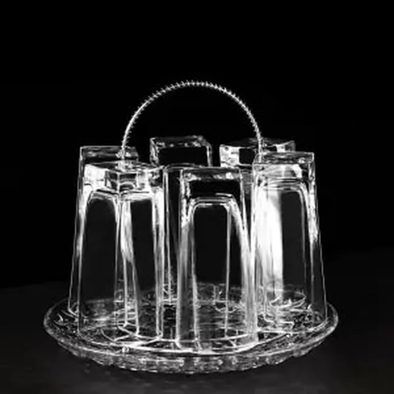 Glass cup with holder drain tray tea set household heat-resistant beer mug thick anti-scalding wine glasses | Дом и сад
