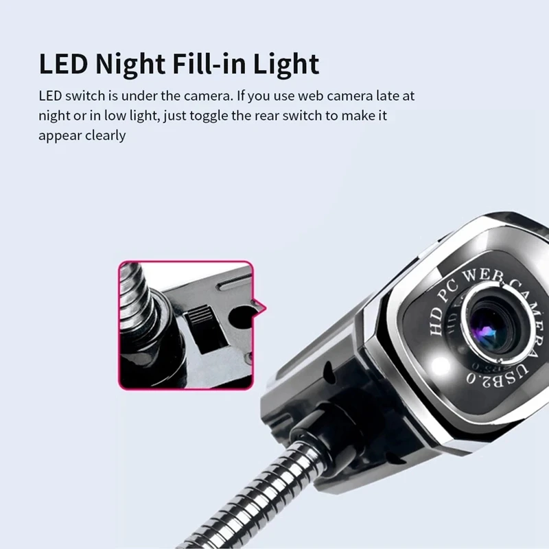 Web Camera USB PC Webcam with Microphone for Live Streaming Online Chat Video Support Windows Flexible Gooseneck LED Ligh | Компьютеры и