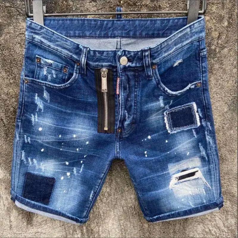 

Летние Стильные Новые популярные джинсовые брендовые итальянские зауженные короткие джинсовые мужские шорты DSQUARED2, синие джинсовые шорты ...