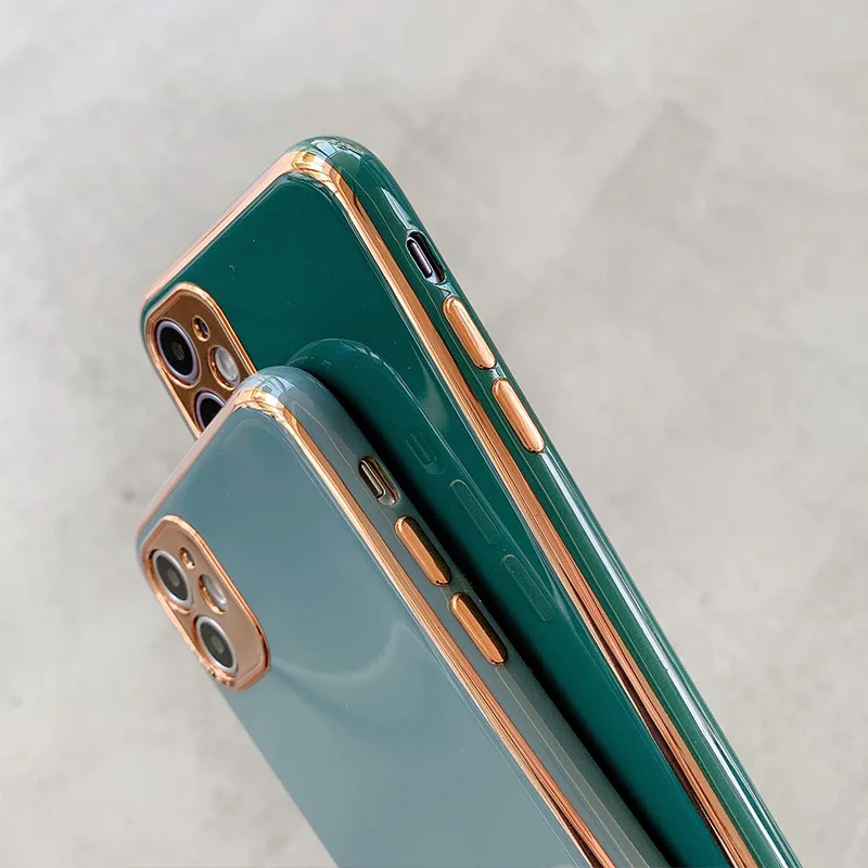 6D чехол для телефона с покрытием iPhone 11 Pro Max X XR XS чехлы золотыми краями защитная