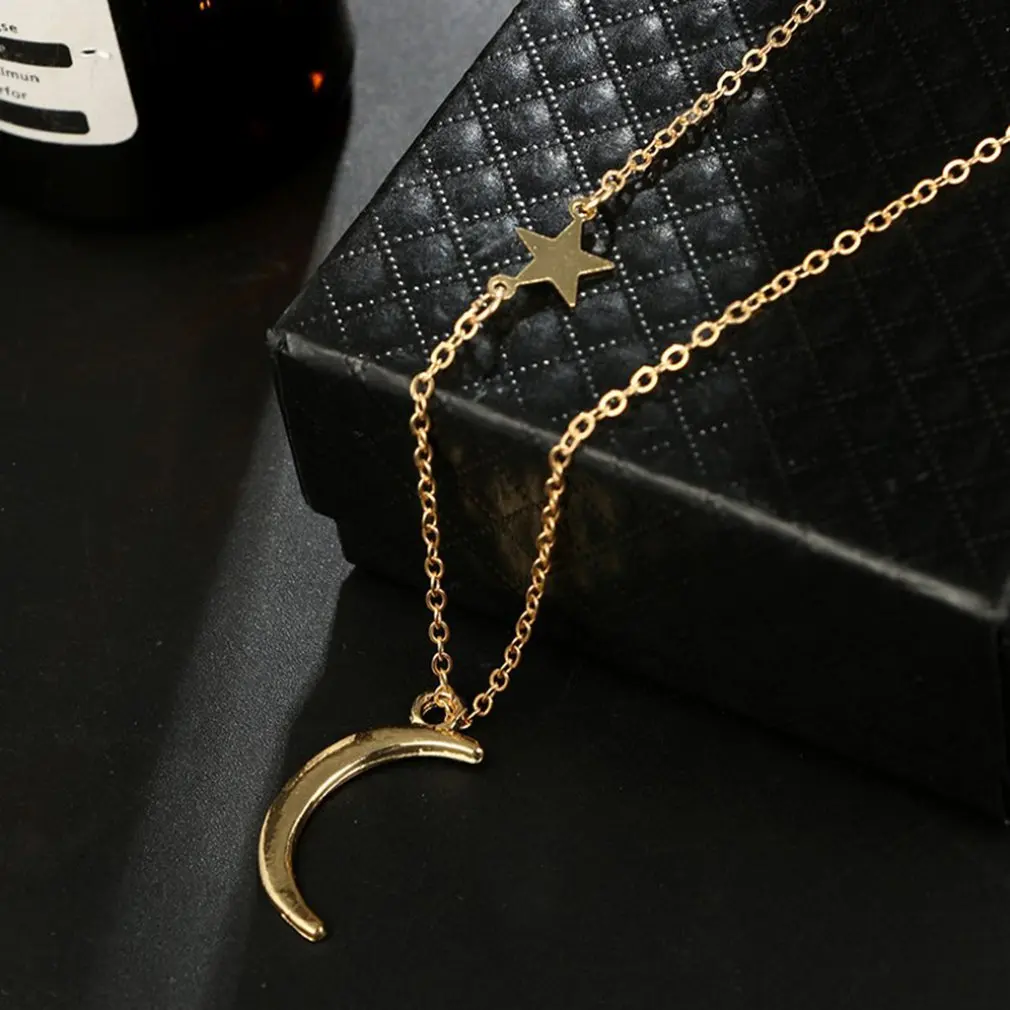 Изысканная форма лунной звезды ожерелье подвеска цепочка уникальная с