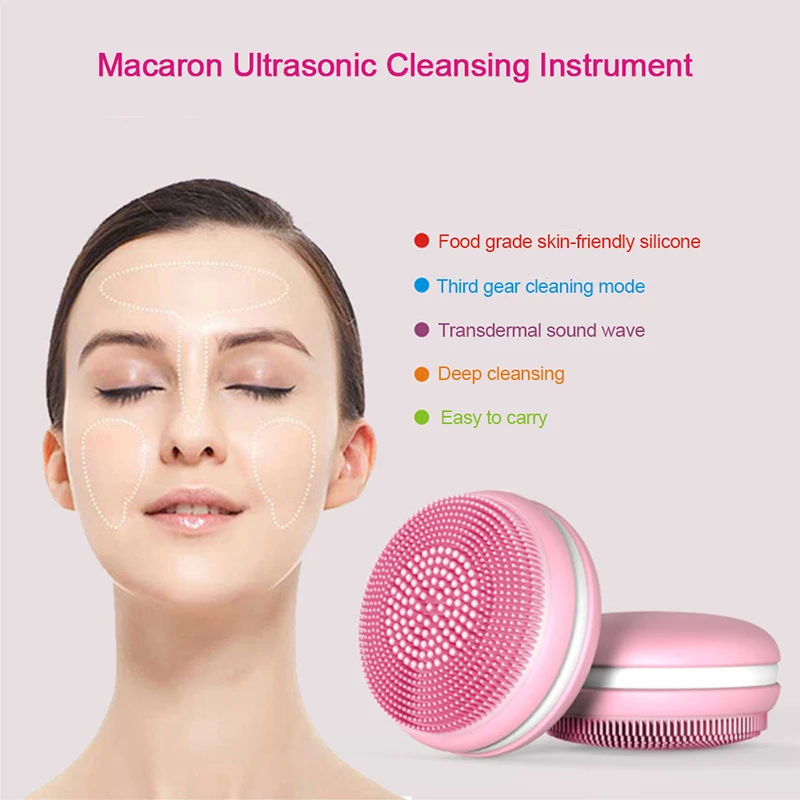 

Face Cleaning Mini Ultrasonic Electric USB Rechargeable Massage Brush Cleansing Machine Waterproof Silicone Washing Tools