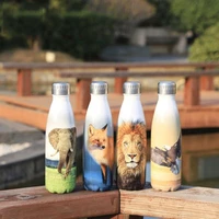 500ml animal thermos bottle double wall water bottle stainless steel vacuum flasks thermal cup for tea coffee mug portable sport