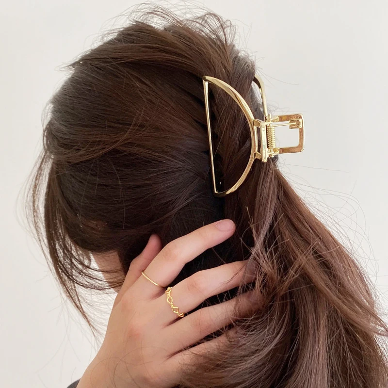 SRCOI Геометрический полукруглый зажим для волос из металла, простая ретро головная укладка для женщин.