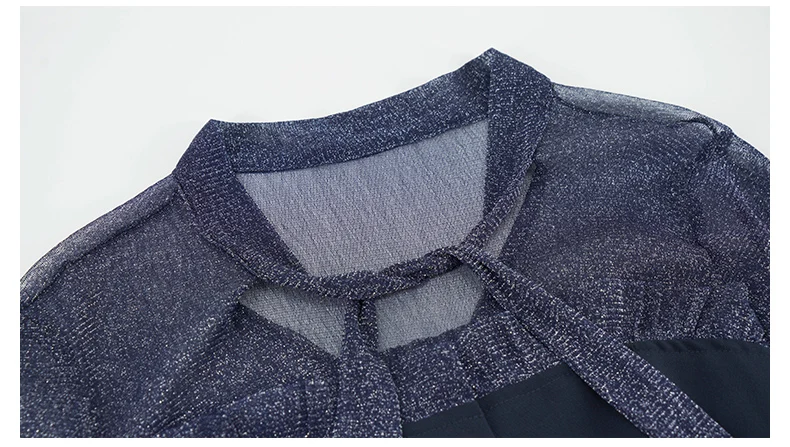 L~ 4XL 5XL сексуальное прозрачное Сетчатое твидовое платье весеннего размера плюс с бантом из ленты однобортное трикотажное платье с длинным рукавом AOFULI A4064