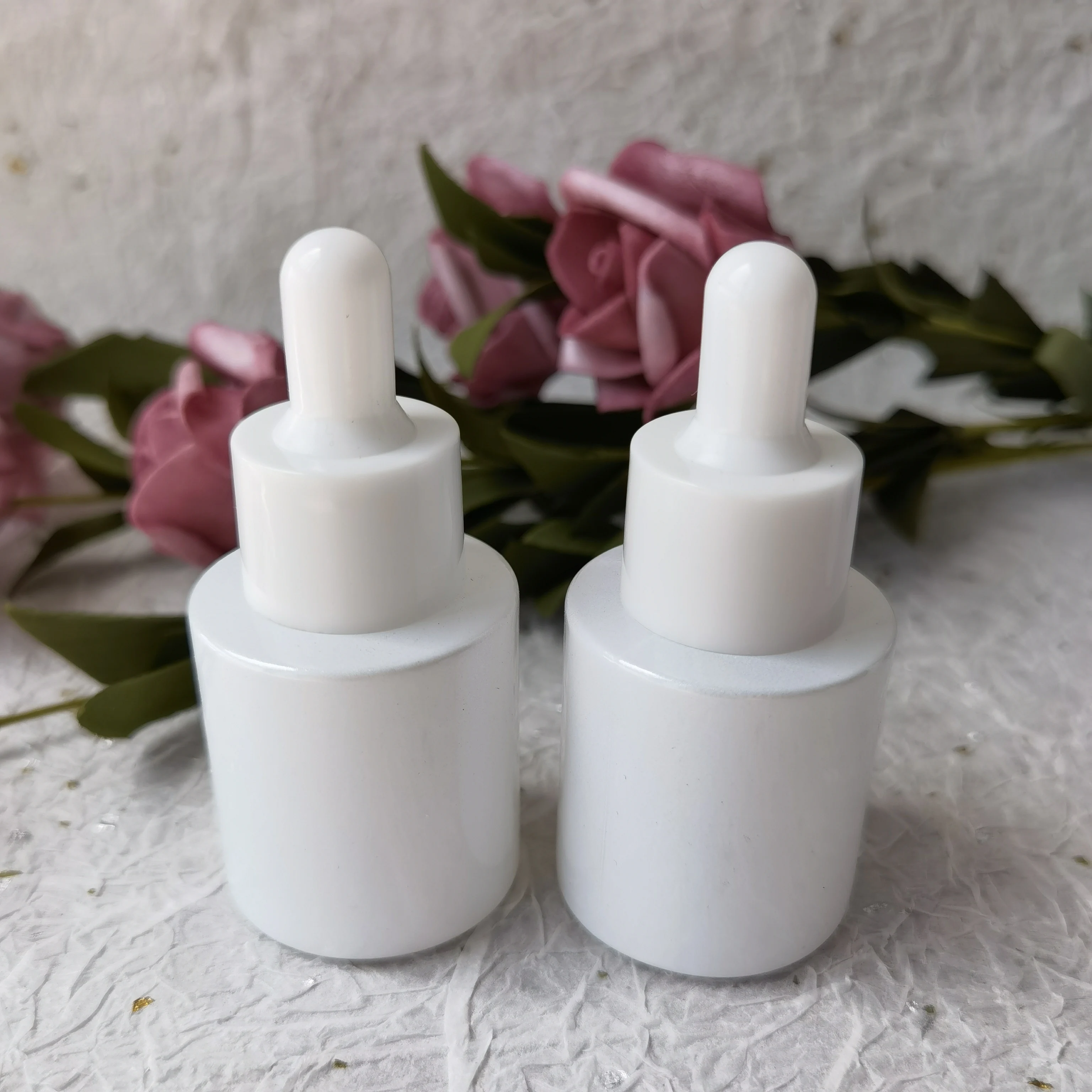 Cosmetic Package 20ml 30ml white Glass clear Pearl white Dropper Bottles Essential oil Serum Toner bottle colored bottles