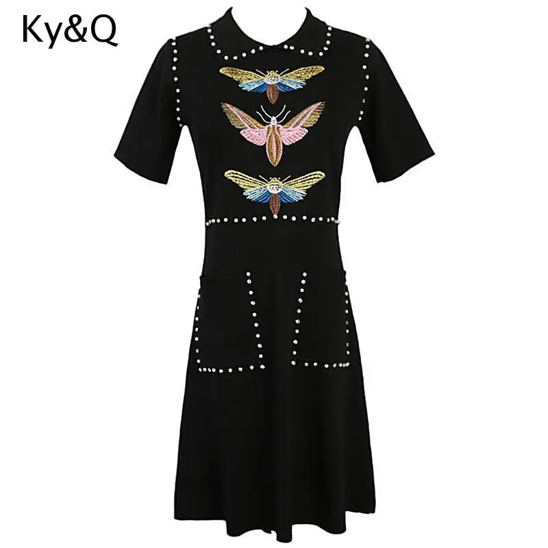 Женское облегающее трикотажное вечернее платье с длинными рукавами бусинами и