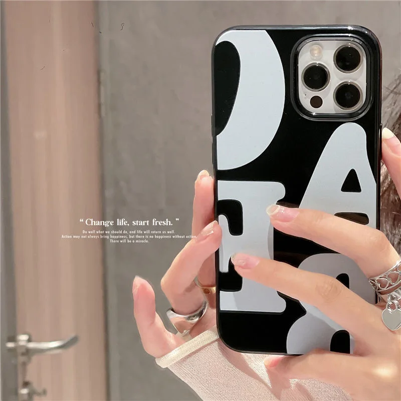 

INS Fashion Black English Cute Letters Phone Case For iPhone 7 8 Plus 11 12 mini Pro X Xs Max XR Fundas