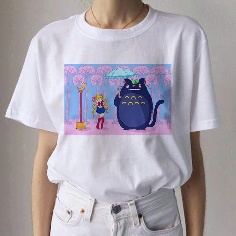 Totoro Studio Ghibli Kawaii Harajuku футболки для женщин Miyazaki Hayao забавная футболка с героями мультфильмов Мода 90s милая футболка Футболки женские - Цвет: 9141