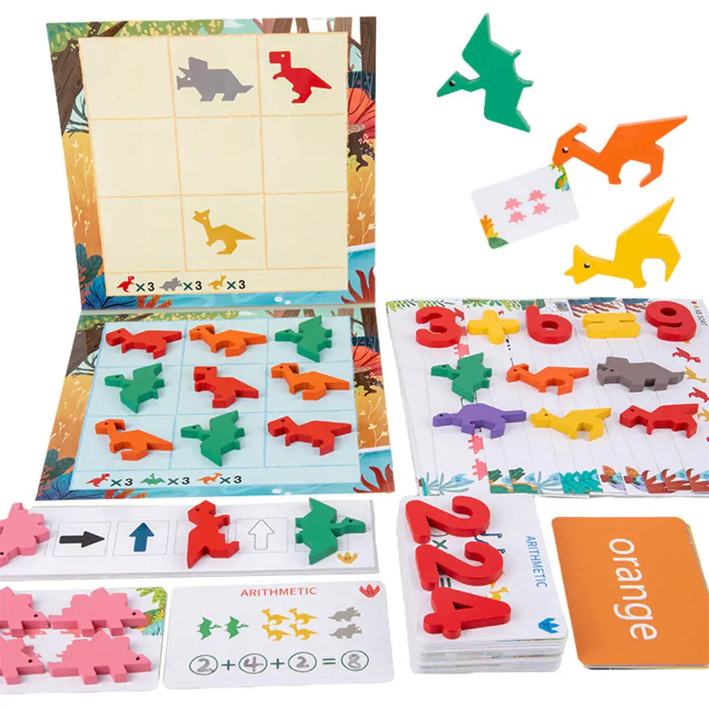 

Wooden#Kids Dinosaur Mathematical Blocks Early Learning Teaching Aids Educational Math Toys for Preschool Baby Toddlers Ages 3+