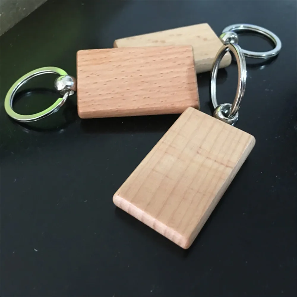 1PC Пустой Круглый Деревянный прямоугольник брелок DIY продвижение кулон дерево