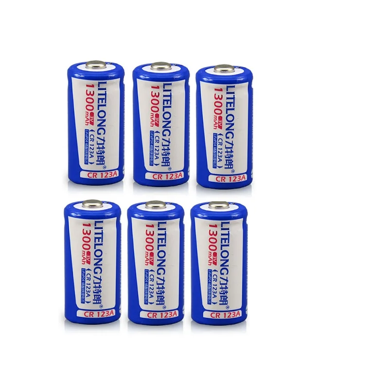 6 шт./партия большая емкость 1300 мАч 3 в CR123A Аккумуляторная батарея LiFePO4 16340 литиевая