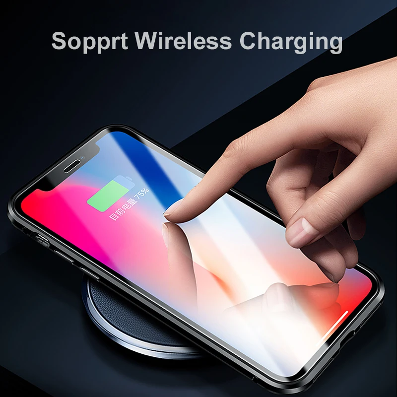 Магнитный металлический чехол 360 для iPhone 11 7 8 Plus X 10 XS Max прозрачный стеклянный Pro