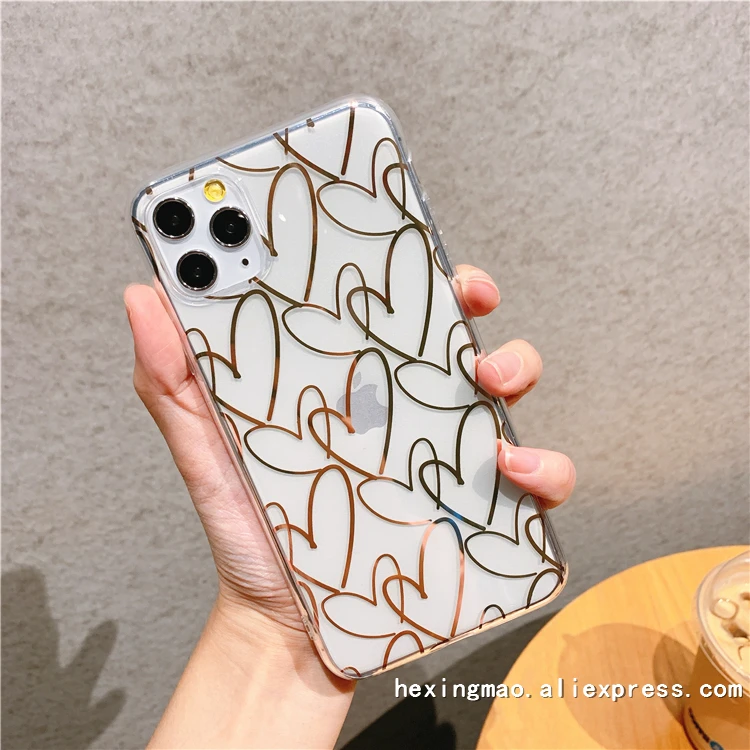 Роскошный золотой чехол для телефона с сердечком iphone 11promax XR XSMAX 6 7 8 Plus роскошный