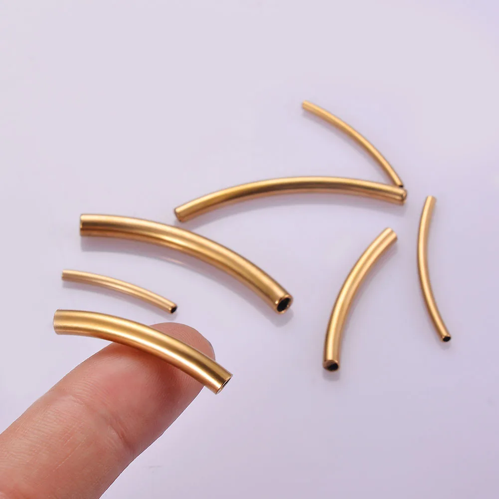 Длинная изогнутая трубка для лапши из нержавеющей стали гладкая Золотая