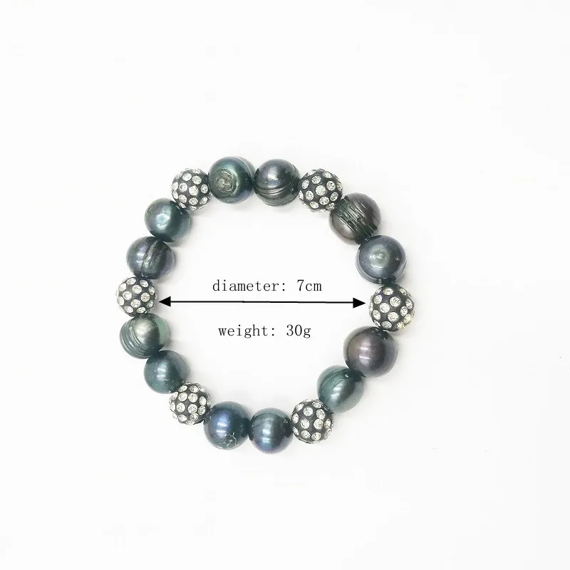 High Quality Natural Freshwater Pearl Bracelet Black and crystal Fine Jewelry For Women | Украшения и аксессуары