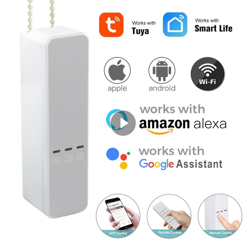 

Tuya Smart WiFi Roller Blind Driver Blinds Rope Pull Curtain Automation Controller Works with Alexa Google Assistant Smart Home