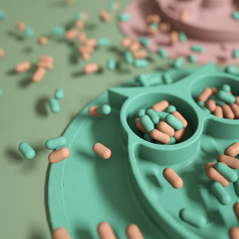 

Baby Silicone Dinner Plate Owl Dinner Plate Children's Dinner Plate Non-slip Grid Complementary Food Dinner Plate