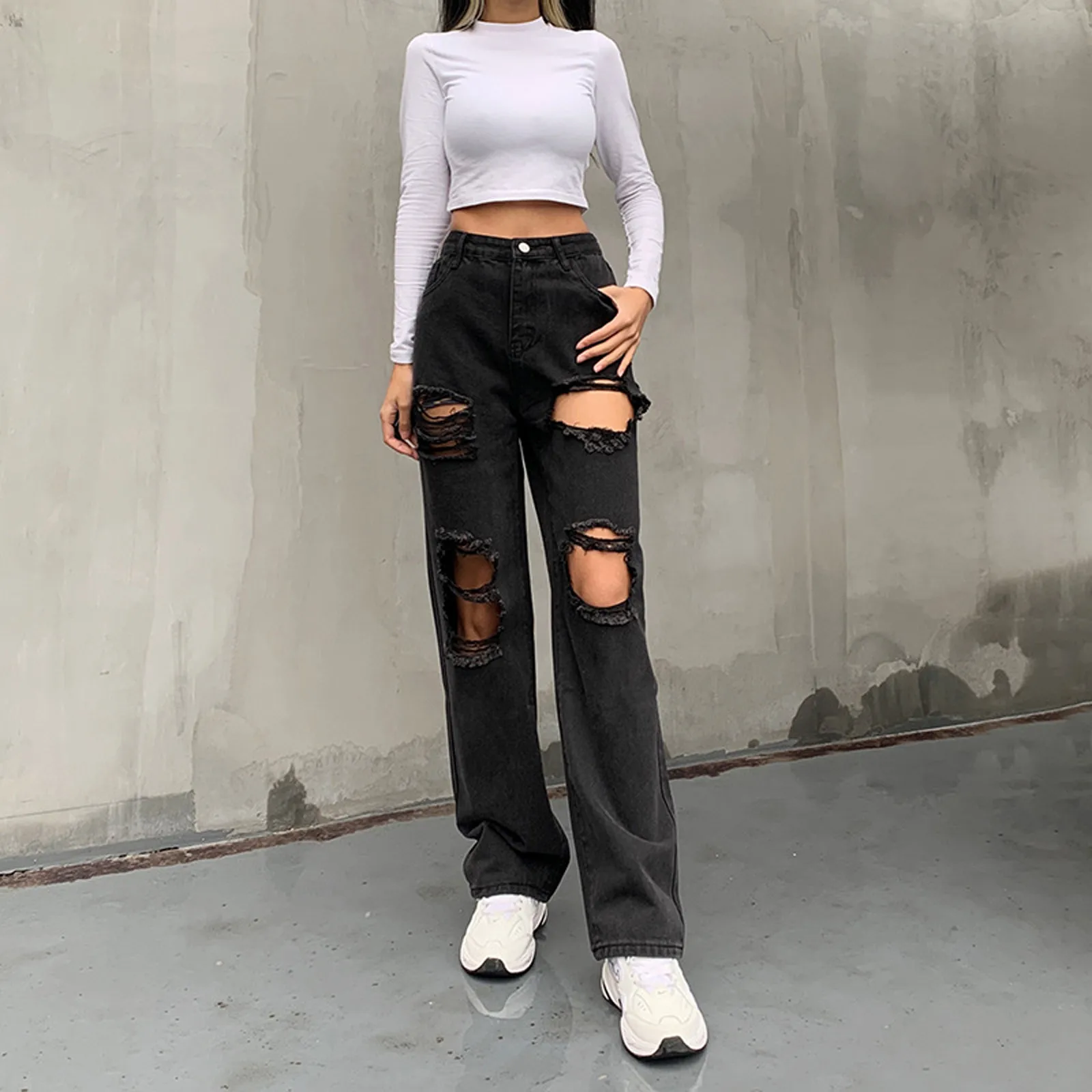 

Jeans Women 2021 Loose Casual Harem Pants Boyfriends Mom Jeans Streetwear Denim Pants Pleated Trousers Slouchy Jeans