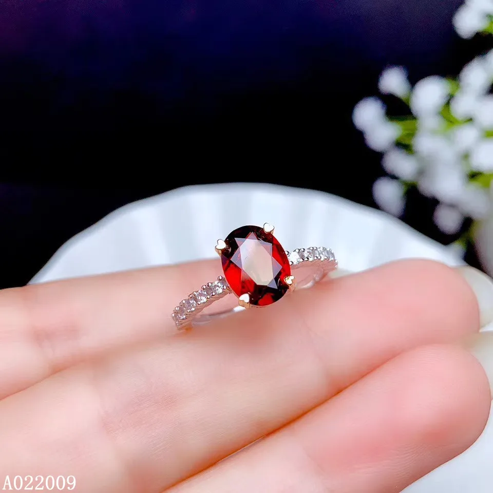 

KJJEAXCMY fine jewelry 925 sterling silver inlaid natural garnet ring luxury girl's ring support test