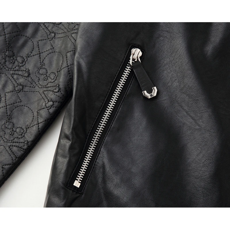 

Starbags pp leather men's clothing imitation leather skull Philip prang coat autumn and winter leisure fashion trim motorcycl