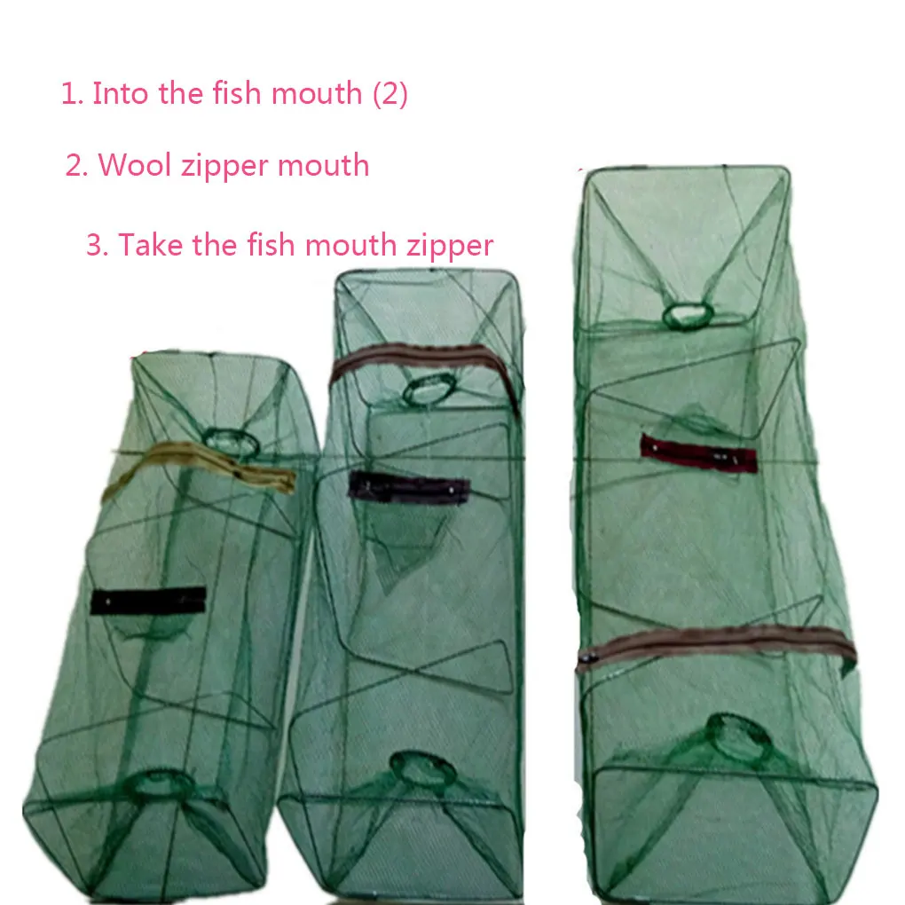 Mesh Crab Fishing Net Crayfish Lobster Shrimp Prawn Hand Trap Foldable Network Cage Random Color |