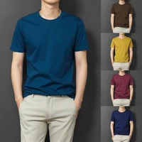80 hot sales men t shirt solid color loose summer short sleeve round neck top for dating