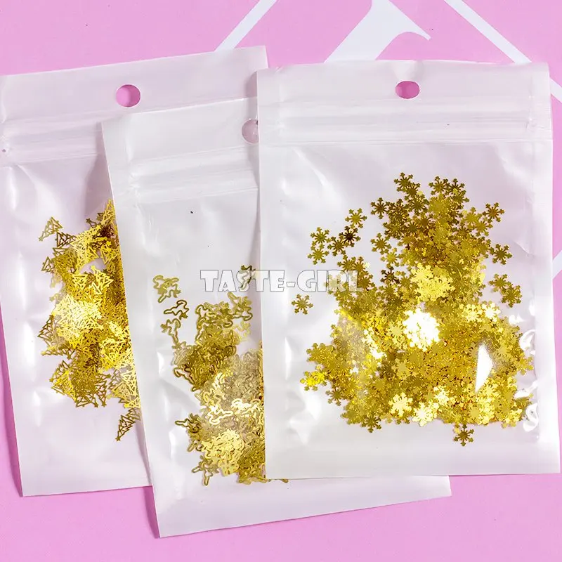 400 шт./упак. Золотой Рождественский элемент металлические блестки снежинка