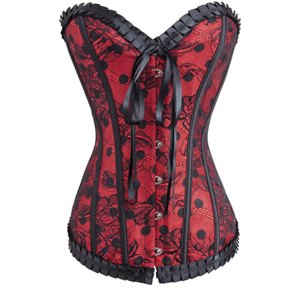 Женское сатиновое цветочное готическое корсет со шнуровкой и обвязкой|Бюстье